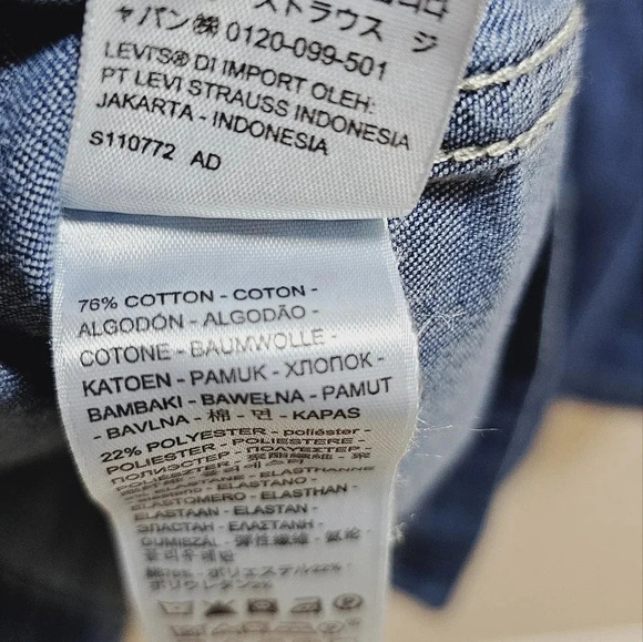 Levi's Jeans Denim Shirt Long Jacket Cotton Washed Blue Lightweight Size 4X - Picture 11 of 11